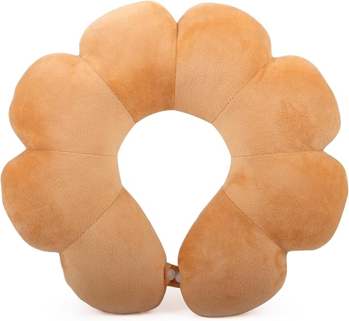 Sexysamba Flower Travel Neck Pillows for Airplanes Breathable Cotton U-Shaped Neck Pillow for Kids & Adults Head Neck Chin Support Rest Pillow for Traveling,Car,Train,Bus,Recline,Home,Office,Kahki by Sexysamba
