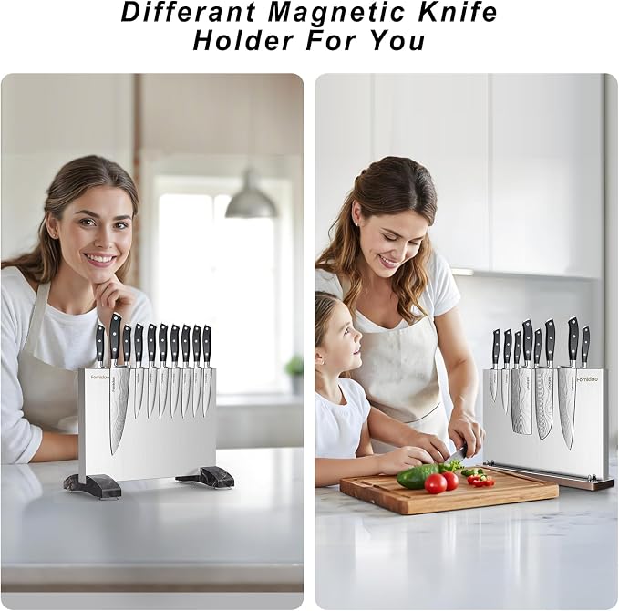Magnetic Knife Block,Stainless Steel Magnetic Knife Holder Stand for Kitchen Counter,Strong Double Sided Magnet Knife Storage Rack - Image 7