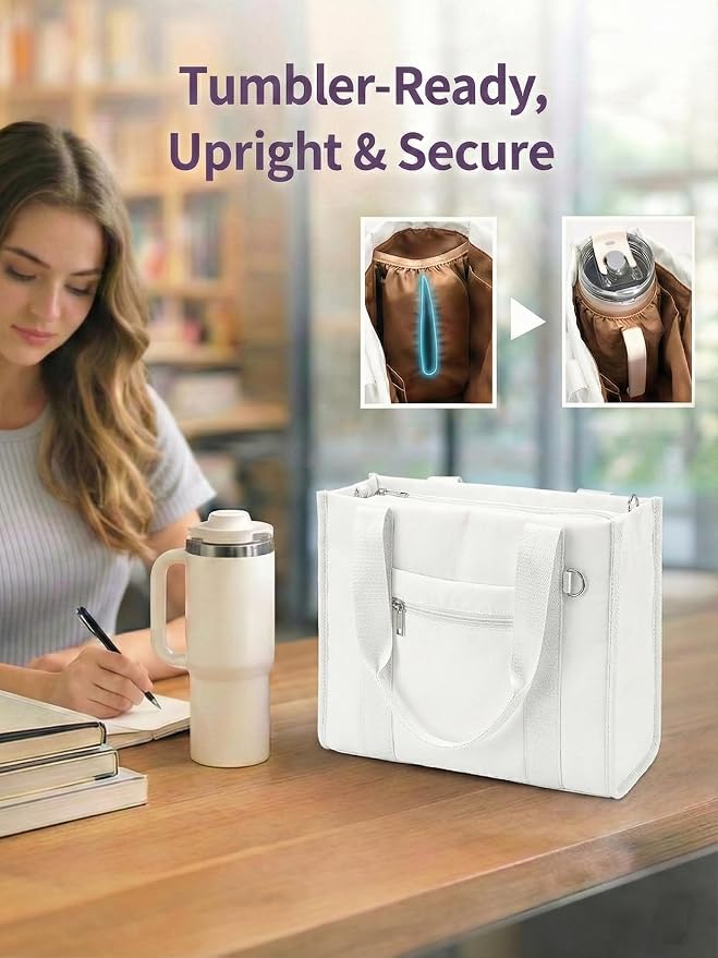 Work Tote Bag for Women, Lightweight Puffer Tote Crossbody with Zipper | Travel Utility Tote Multi-Pocket, RFID Pocket, Large Capacity, Luggage Sleeve, Shoulder Bag for Office, Daily, Gym, Teacher - Image 5