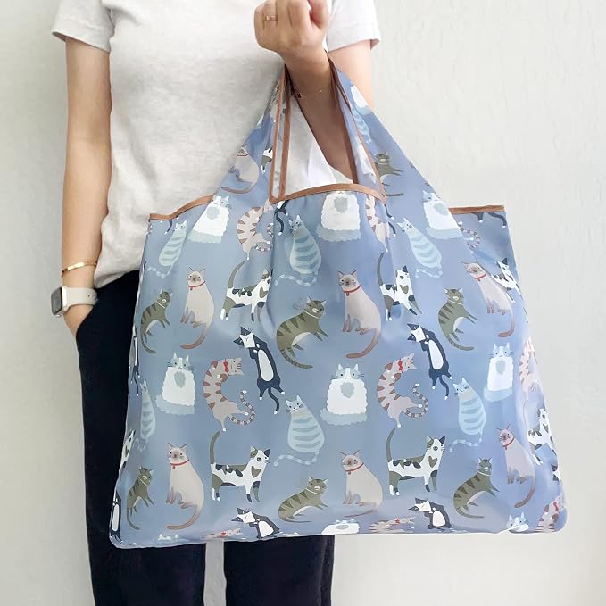 allydrew Large Foldable Tote Nylon Reusable Grocery Bags - Image 3