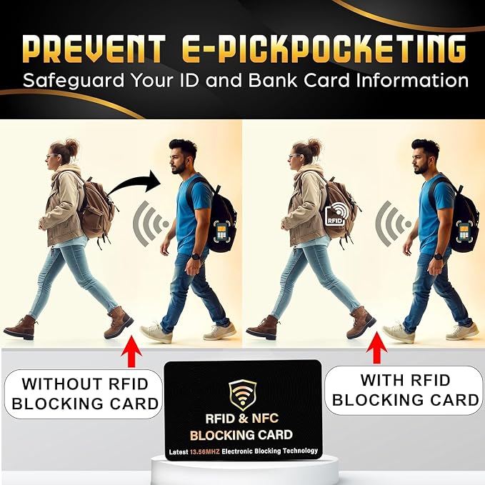 SaiTech IT 50 Pack RFID Blocking Card for Credit Debit ID Card, Black | Slim Anti-Theft Contactless NFC RFID Blocker Protector, Easily Fit into Wallet and Purse, for Men & Women - Image 3