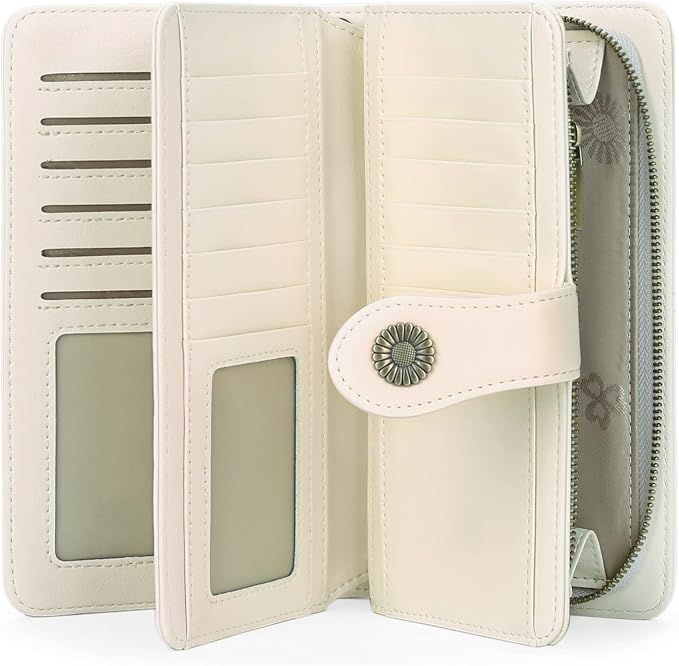 Wallets for Women Trifold Wristlet Wallets Large Capacity RFID Blocking Ladies Purse Credit Card Holder by FALANMULE
