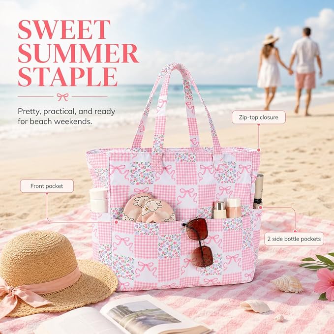Bluboon Beach Bags for Women, Large Waterproof Tote Bag With Wet Compartment for Pool Weekender Travel Gym - Image 9