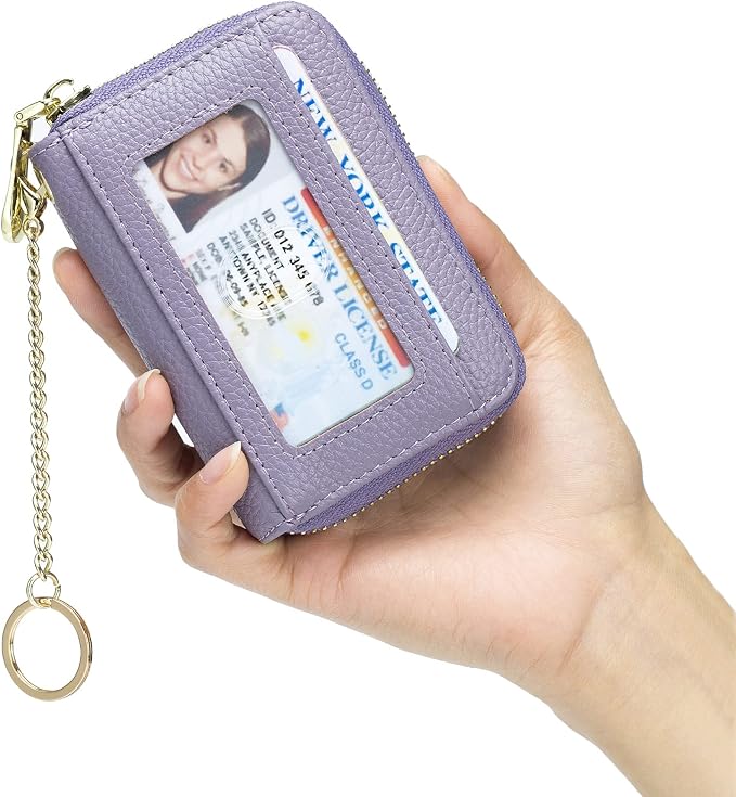 imeetu Rfid Credit Card Holder, Businese Card Case, Wallet for Women Men | Genuine Leather Card Wallet with id Window, Keychain & Double Zipper, Water-resistan Small Wallet with Gift Box, Daily Travel - Image 8