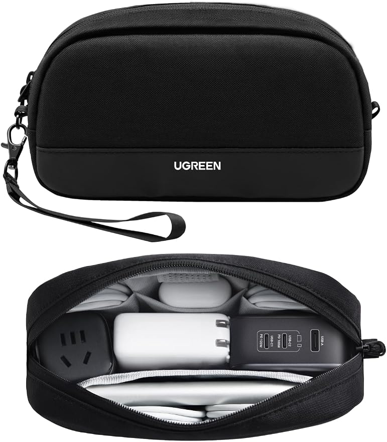 UGREEN Electronics Organizer Travel Case Bag Multifunctional Organizer Carrying Case for Cables, Cord, SD Card, Earbuds, Charger, USB Adapter, Electronic Accessories Small Size by UGREEN