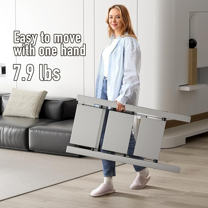 Mayi Plus 3 Step Stool Foldable, Aluminum, Lightweight Step Ladder | Extra-wide anti-slip folding steps with 330 lbs, for home,kitchen,office,outdoor,Grey - Image 5