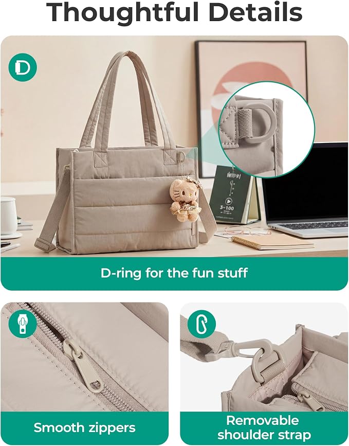BAGSMART Small Tote Bag for Women, Work Teacher Bag with Zipper Closure - Image 6