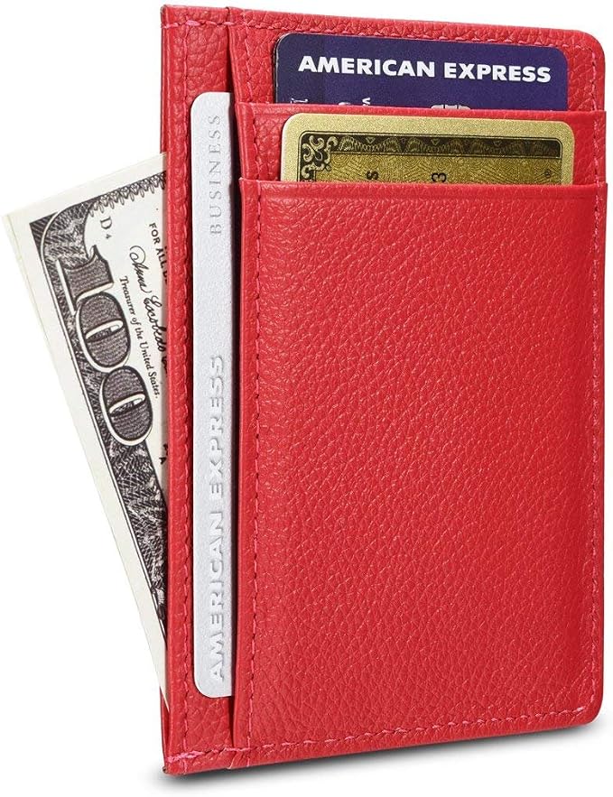 KALMORE womens Credit Holder Genuine Leather Slim Minimalist Card Case Wallet, Black With Id Window - Image 2