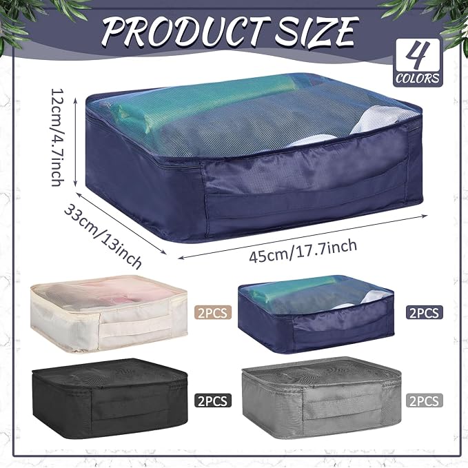 Silkfly 8 Pcs XL Packing Cube for Travel Luggage,Simple,Multicolor | 17.7 x 13 x 4.7, Same Size, Mix Color Suitcase Storage Organizer Set, Reusable Mesh Clothes Cube for Hiking Camp Family - Image 2
