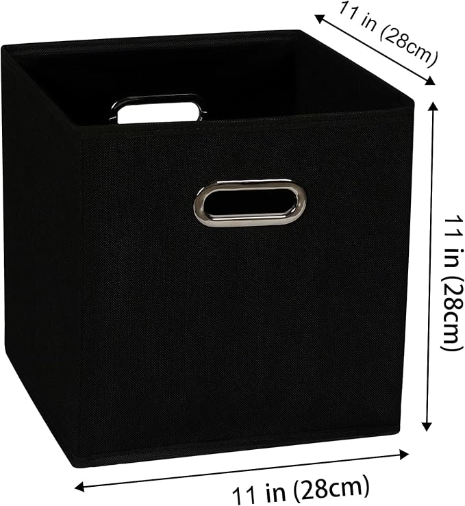Fabric storage bins Cubes, Fabric Cube Organizer with Handle, Foldable Cube Bins for Cloth or Accessary Storage, 11x11x11, Set of 8, (Black) - Image 2