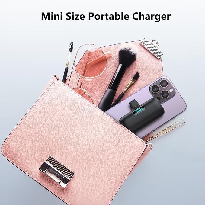 [2-Pack] Mini Portable Charger USB C Power Bank,Upgraded 5000mAh PD Fast Charging Battery Pack Built-in USB-C Connector Travel Essential for iPhone17/17Pro/17Pro Max/Air/16 Plus/16Pro Max/15 Series - Image 3