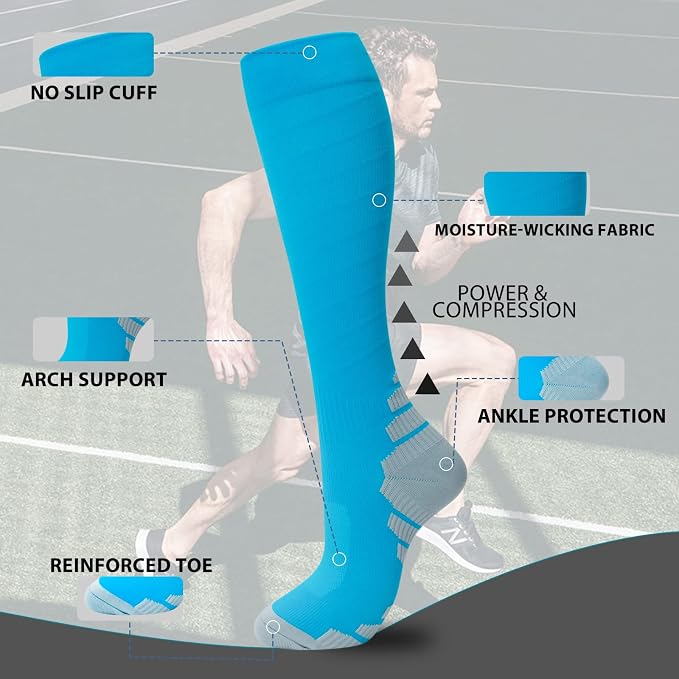 fenglaoda Compression Socks Women Men 6 Pairs, Knee High Best Support Circulation Socks for Running, Travel, Flight, Nurse - Image 3
