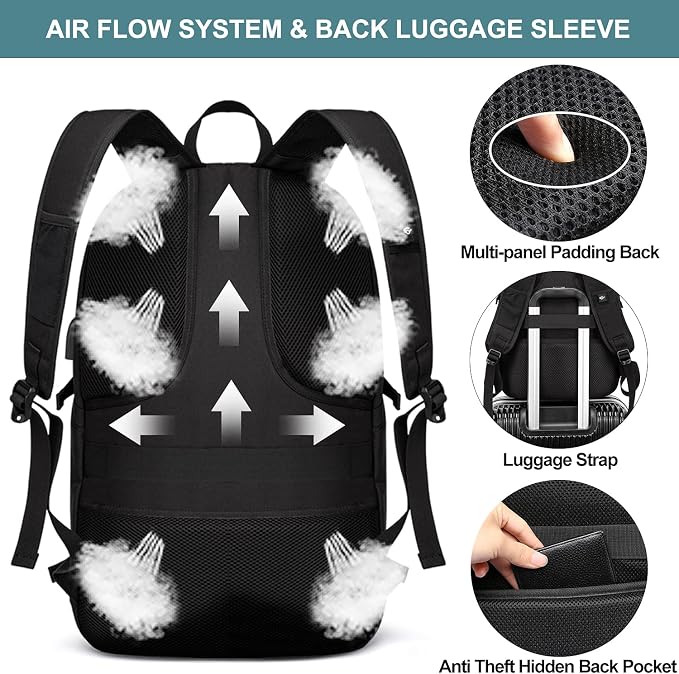 WENIG 17.3 Inch Laptop Backpack,Large Travel Laptop Bag with USB Charging Port, Anti Theft Water Resistant Business Backpack for Men and Women, Durable Big Capacity Heavy Duty Computer Bag,Black - Image 5