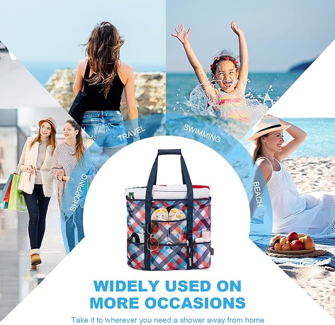 KABAQOO Mesh Beach Bag, Extra Large Beach Bags with 9 Pockets & Zipper Waterproof Lightweight Beach Tote for Beach/Pool Trip - Image 7