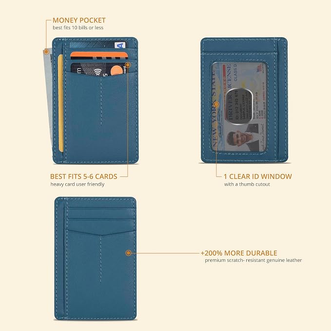 Oak Leathers Leather Minimalist Wallet - RFID Slim Card Holder Unisex - Image 2