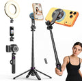 53" Magnetic Selfie Stick Tripod for iPhone Andriod, 360° Rotation | Aluminum Alloy Pole, 1/4" Screw, 4-Leg Stable Base and Wireless Remote for iPhone 17 Pro, TikTok, Vlogging and Travel by SelfieStickTripodsforPhone
