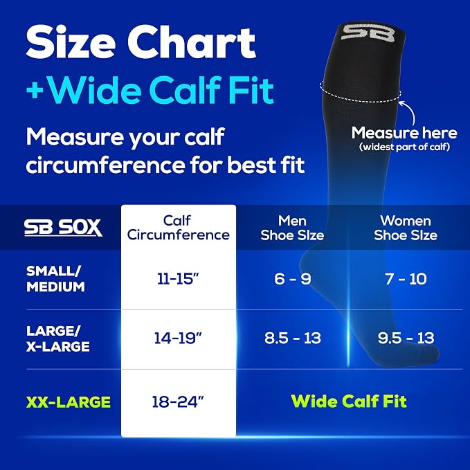 SB SOX Compression Socks for Men & Women (15-20mmHg) | Best Compression Socks for Flying, Medical, Sports, Wide Calf Fit, Pregnancy, and Daily Wear - Image 7