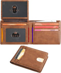 VATAN Wallet for Men Slim RFID Blocking Leather Credit Card Holder Wallet for 15 Cards, Bifold Minimalist Thin Wallet with 2 ID Windows & Cash Slot, With Gift Box (Crazy Horse Brown) by VATAN