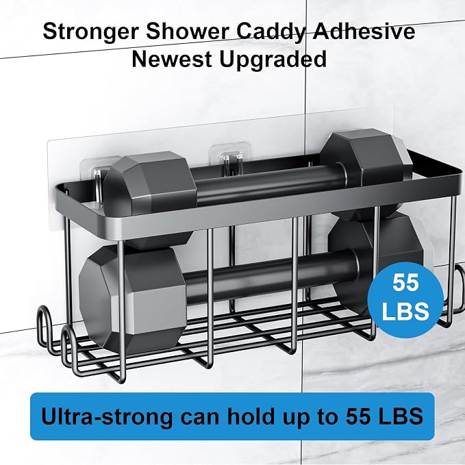 12 Pack Shower Caddy Adhesive Replacement, Waterproof Shower Shelf Adhesive Strips, Strong Adhesive Flat Hooks for Bathroom Storage Shelves and Kitchen Racks No Drilling, Clear - Image 3