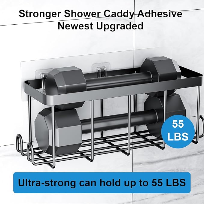 3 Pack Shower Caddy Adhesive Replacement, Waterproof Shower Shelf Adhesive Strips, Strong Adhesive Flat Hooks for Bathroom Storage Shelves and Kitchen Racks No Drilling, Clear - Image 3