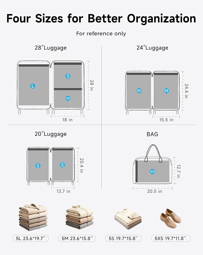 20 Pack Travel Vacuum Bags with Upgraded Rechargeable Pump, 4 Sizes Space Saver Vacuum Storage Bags for Luggage and Suitcase, Compression Bags for Packing, Vacuum Seal Bags for Clothing Travel - Image 4