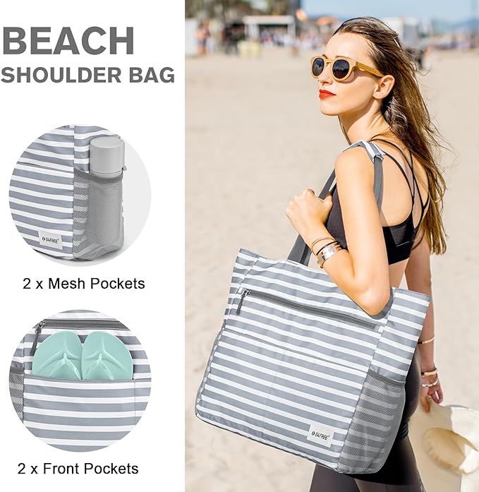 G4Free Beach Bag, Waterproof Sandproof Beach Tote Bag, Large Capacity Foldable for Women - Image 3