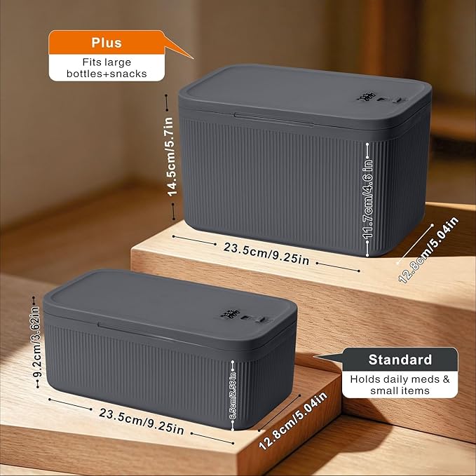 Small Medication Lock Box with Combination Code, Lockable Storage Box for Pills/Snacks/First Aid Kits, Phone/Personal Items, Secure Container for Home/Fridge/Office/Travel- Reusable (Gray) - Image 2