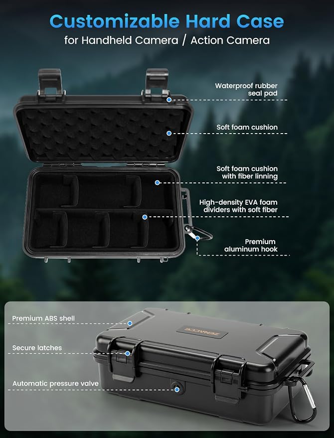 Camera Carrying Case, Waterproof Case for Gopro Hero 13/12/11/10/9 | Camera Organizer for DJI Pocket 3/4/4P, Insta360 x5/x4, DJI OSMO 360/Action Camera and Other Accessories - Image 3