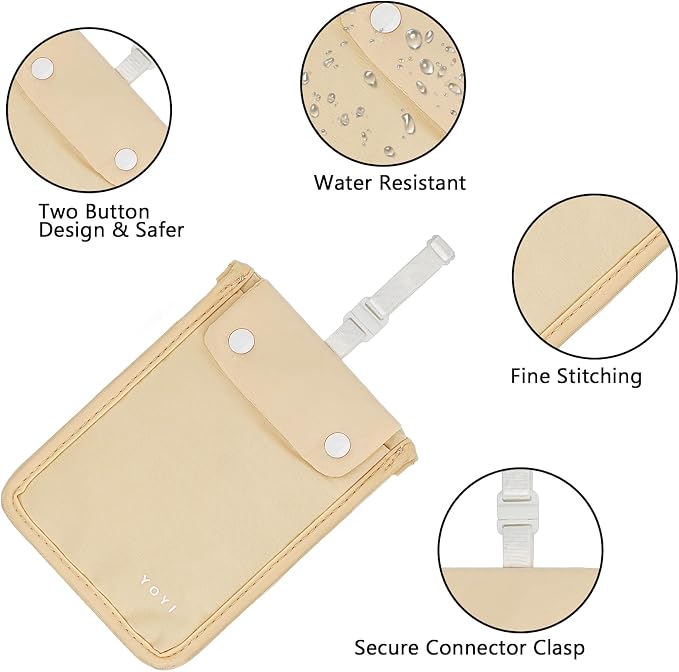 YOYI YOYI RFID Blocking Bra Wallet Travel Pouch, Secret Pocket for Cards | Skin-friendly fabric so thin it disappears inside your bra, RFID blocking keeps cards and cash secure from theft on the go - Image 3