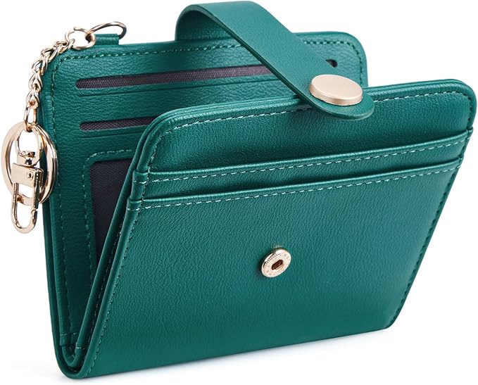 POIUGOYA Slim Wallet for Women,RFID Blocking Bifold Credit Card Holder with Zipper Coin Pocket,ID Window,Keychain by WELCOMEPOIUGOYA