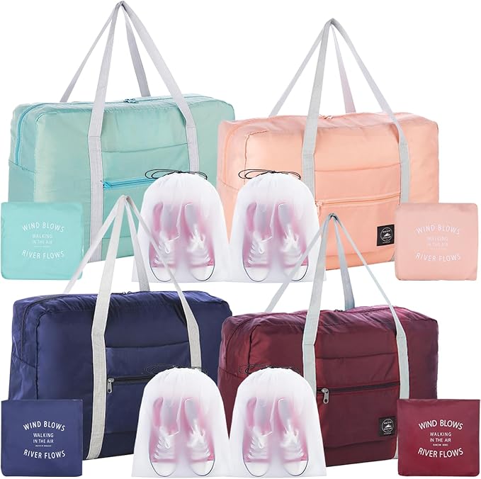 Travel Bag 4PCS Foldable Duffle Carry on Tote Weekender Overnight Luggage Bag by INVODA