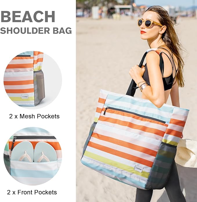 G4Free Beach Bag, Waterproof Sandproof Beach Tote Bag, Large Capacity Foldable for Women - Image 4