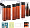 9 PCS 3.4oz Wide Mouth Brown Travel Bottles for Toiletries | TSA Approved, Leak Proof, 0.35oz Small Cream Jars, 2oz Spray Bottle, for Shampoo Conditioner, with lable, and a Toiletry Bag by wowang