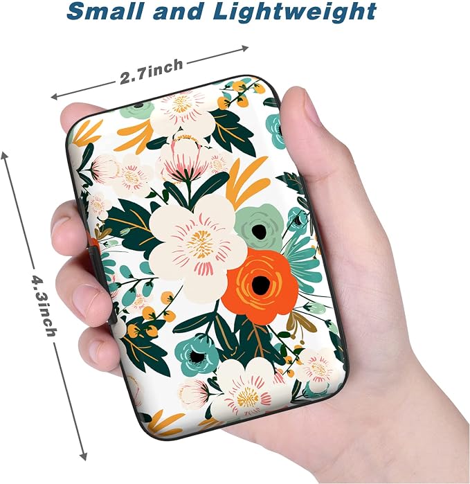 Credit Card Holder, Mini Aluminum Card Wallet RFID Blocking Slim Metal Hard Card Case for Women Men, Colorful Flowers - Image 3