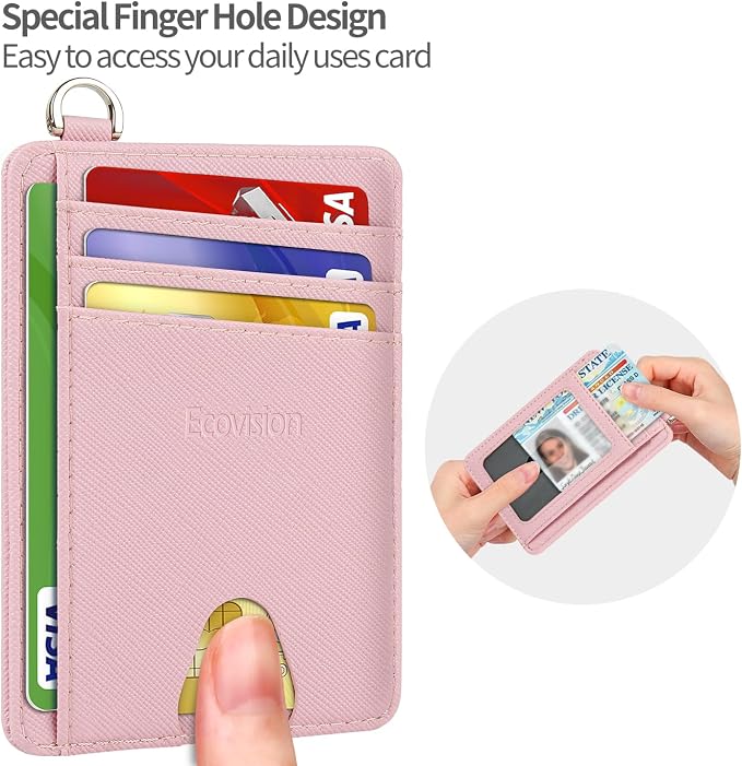Slim Minimalist Front Pocket Wallet, RFID Blocking Credit Card Holder Wallet with Detachable D-Shackle for Men Women - Image 7