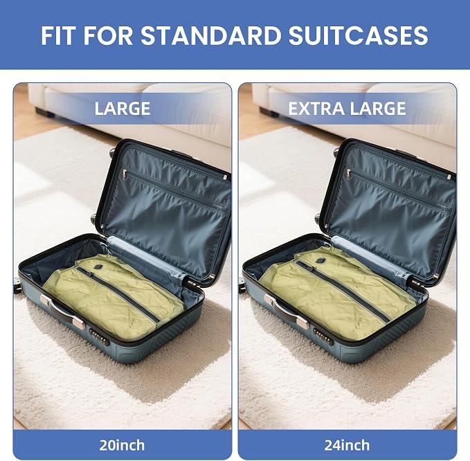 BAGAIL TPU Vacuum Bag for Travel, Reusable Compression Bag with IPX8 Waterproof Zipper, Save Space for Suitcase, Backpack and Carry on (Green, Large, No Pump) - Image 8