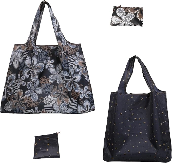 2-Piece reusable grocery bags,shopping bags,grocery bags Reusable Shopping 60+Pounds Capacit, Foldable, by Vivelyst