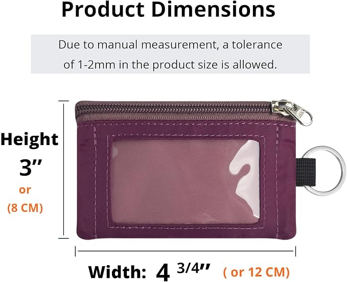 RFID Blocking Travel Wallet with Adjustable Lanyard, Small Nylon Zipper Pouch and Badge Holder for ID, Credit Cards, Cash, Keys, Commuters (Mauve+Plum Wine) - Image 3