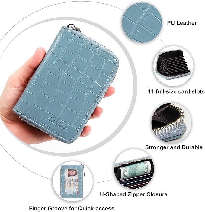 Credit Card Wallet, RFID Card Case Wallet, Zipper Card Cases Holder for Men Women, RFID Blocking, KeyChain Wallet, Compact Size Card Organizer Case for Women - Image 5