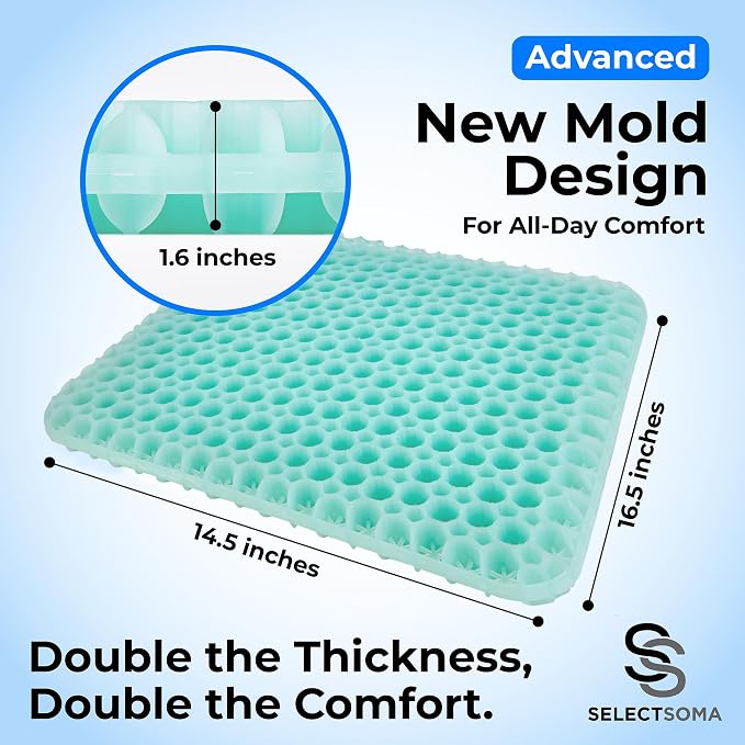 Gel Seat Cushion for Long Sitting, Pressure Relief for Sciatica, Tailbone, Coccyx & Back Pain, Office Chair, Wheelchair, Car & Truck – Standard Size Mint Green Gel - Image 3