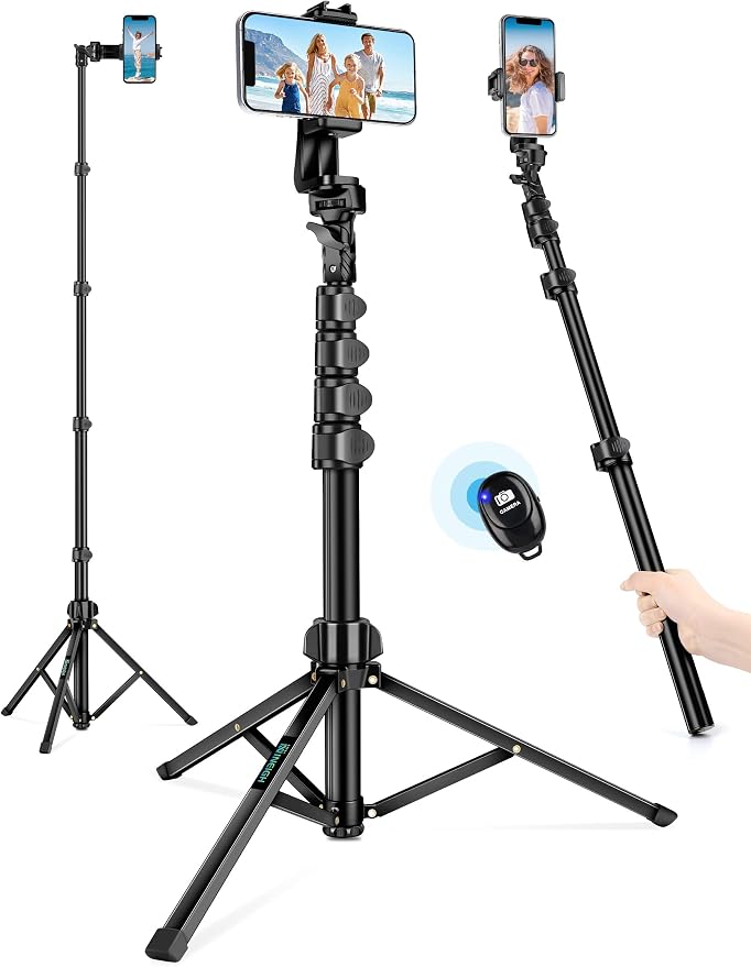 71" Tripod for iPhone, Phone Tripod Selfie Stick with Remote | Cell Phone Stand & Tall Travel Tripod for Recording Video Selfie Photo, Compatible with iPhone 17 16 15 14 Pro Max 13 Android by Nineigh