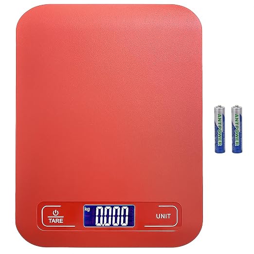 Digital Shipping Scale,Stainless Steel Panel, Accurate Portable Postal Scale for Packages, Small Business,Kitchen, Food, Handmade, Liquids, and Boutique (Red Battery(5kg/1g)) by Selegere