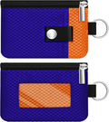 Minimalist RFID Blocking Small Wallet with ID Window,WaterResistant Zip Id Case Wallet with Lanyard Keychain for Cards,Cash,Travel,Women,Men (Sapphire Blue/Orange) by CCUMI
