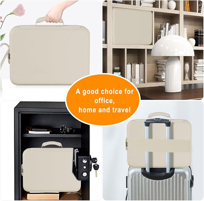 DocSafe 5200°F Fireproof Document Organizer Box with Lock, Beige (Soft) | Heat Insulated 8 Layers File Storage Bag,Water-Resistant Zipper,Home Office Travel Safe,Protects Important Documents,Laptop - Image 6