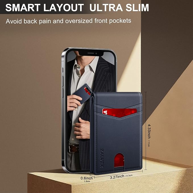 Wallet for Men Slim RFID Blocking Leather Credit Card Holder Wallet for 14 Cards, Bifold Minimalist Thin Wallet with 2 ID Windows & Cash Slot, Front Pockt Carteras Para Hombres, Birthday Gifts for Men | 14 Cards Bifold Minimalist Thin Wallet with 2 ID ... - Image 4