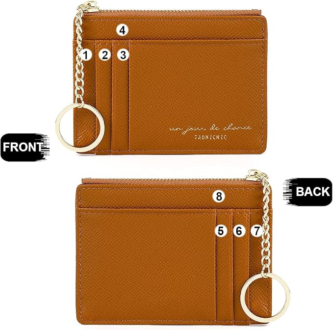 Valentoria Slim RFID Blocking Card Holder Small Pocket Wallet Keychian Zipper Coin Purse Mini Cash & Coin & Cards Case for Women Men | Slim - Image 3