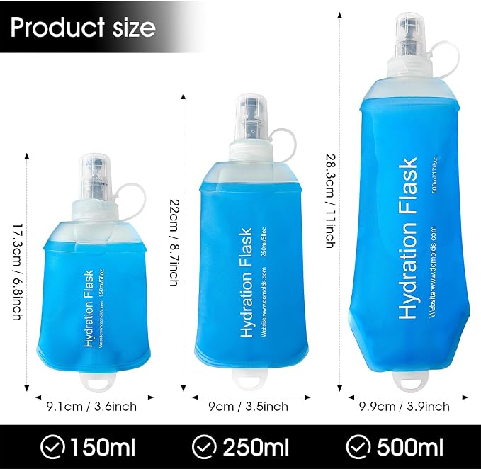 GUYI GYGYL Soft Flask, Collapsible Water Bottle for Sports, 500ml Blue | TPU Collapsible Water Bottle for Hydration Pack, Running Vest, Leak-Proof Folding Bottle for Hiking Cycling Climbing Jogging - Image 2