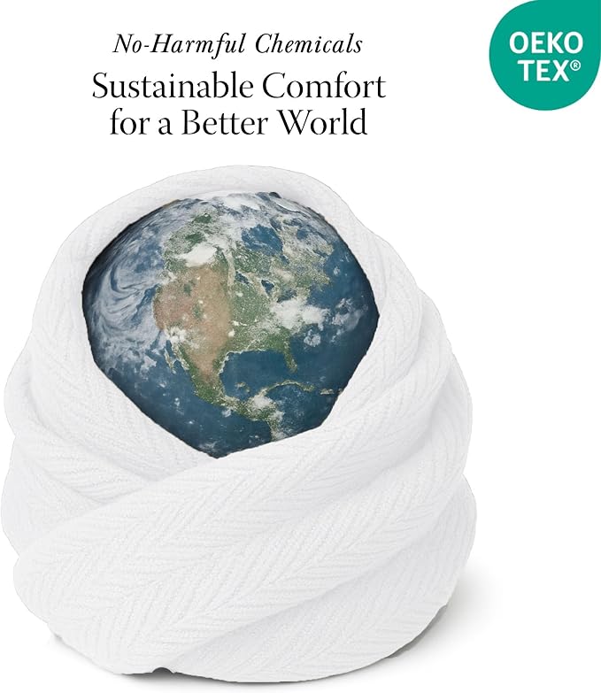 Threadmill Cotton Twin Blanket, Herringbone, White, 68x92 in, Breathable | 100% Cotton, Herringbone Pattern, 350 GSM, 68x92 in, Breathable, Moisture-Wicking, All-Season, OEKO-TEX Certified - Image 6