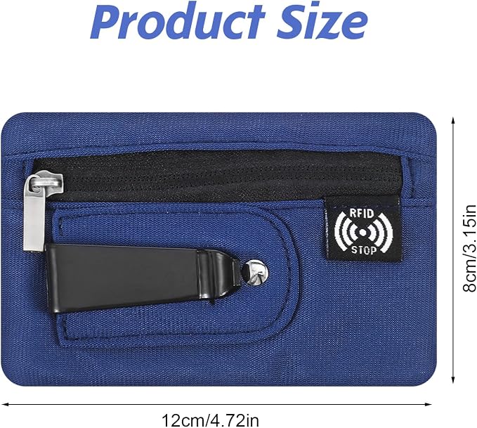 Money Clip, RFID Belt Wallet Travel Wallet Blocking Clip Pocket for Cards Pickpocket Hidden Clips Stash Credit Card Holder Compact Thin Anti-Theft for Traveling(Dark Blue) - Image 2