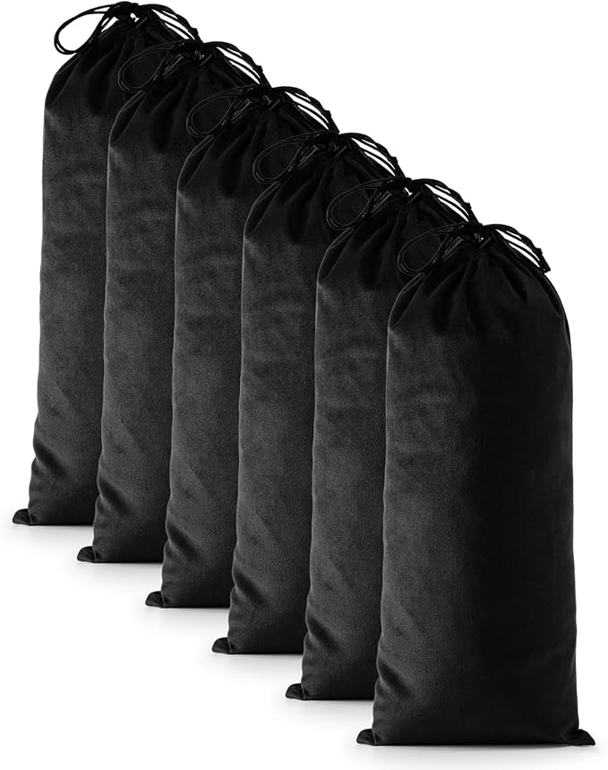 6 Pcs Single Shoe Bags for Travel, Velvet Bag, Black Beauty, 17.3x8.6 Inch | Washable & Reusable Travel Shoe Bags, Dustproof Shoe Bags with Drawstring Closure, Suitable for Travel, Home Storage by WelcometoFantasyLife